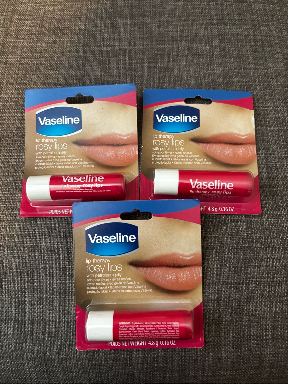 Vaseline Lip Therapy Rosy Lips  3 Pack NEW